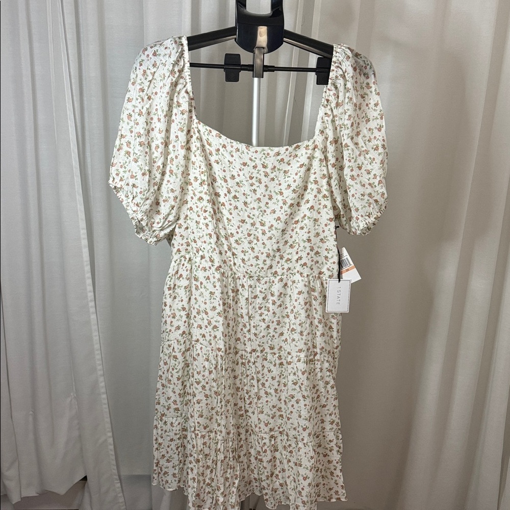 NWT 1STATE Soft Floral Dress Size 2x Off white\cream Plus Size Old Money Summer - Picture 2 of 8